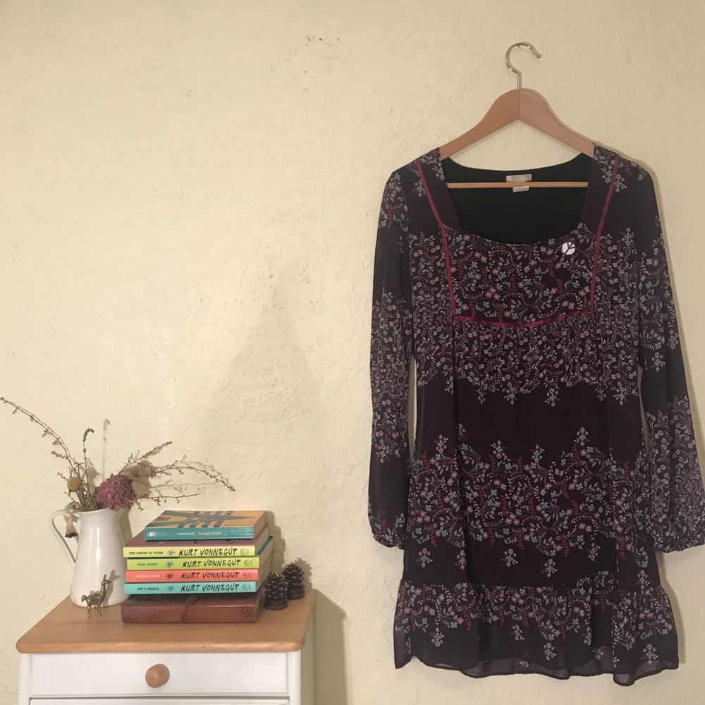 Purple Hippy Floral Dress